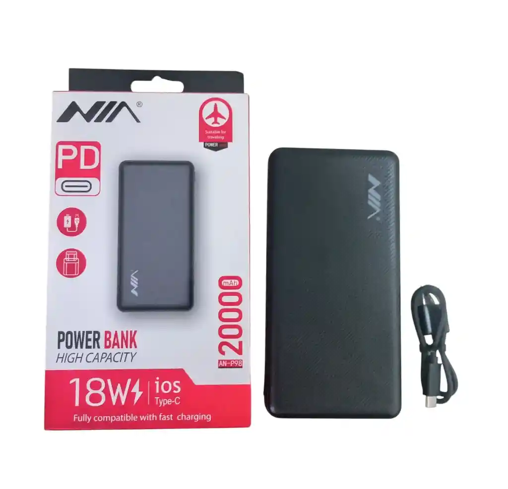 Power Bank Nia 20.000 Mah Pd 18w Alta Capacidad Con Carga Rápida