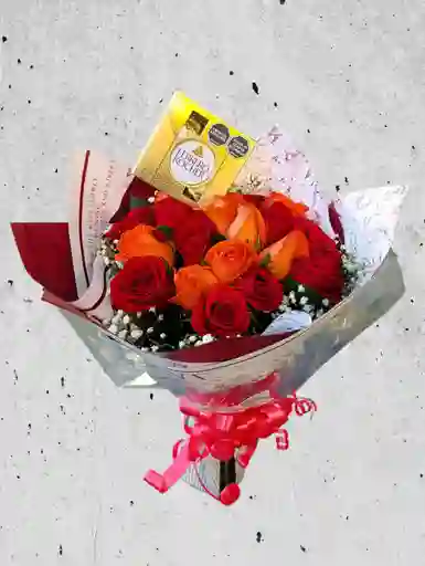 Ramillete De Rosa Y Ferrero