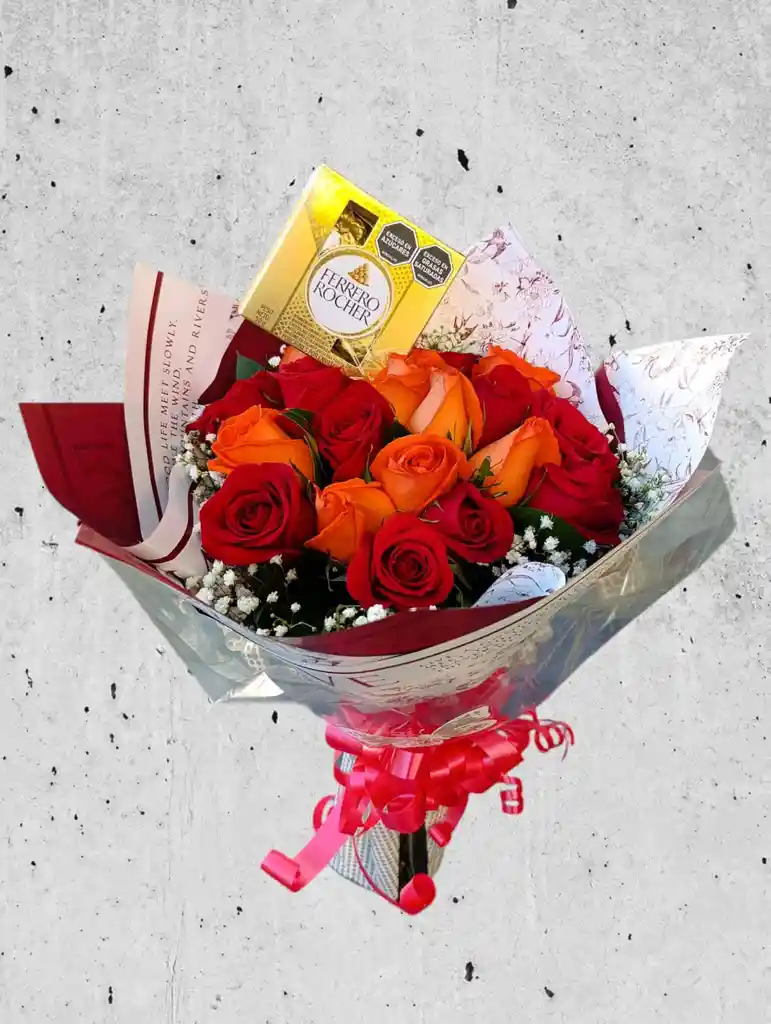 Ramillete De Rosa Y Ferrero