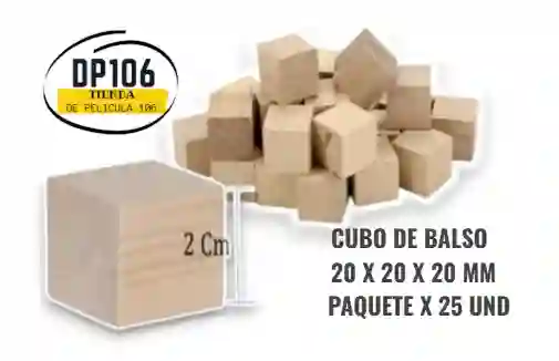 Cubo De Balsa 20 X 20 X 20 Mm – Paquete X 25 Unidades