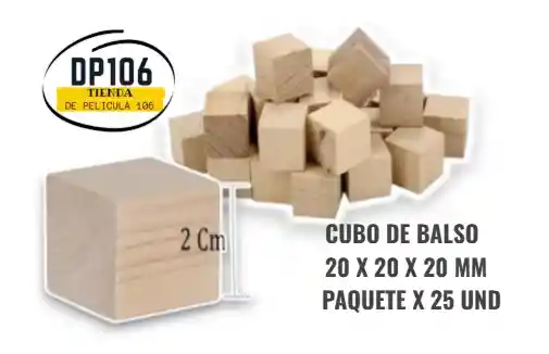 Cubo De Balsa 20 X 20 X 20 Mm – Paquete X 25 Unidades