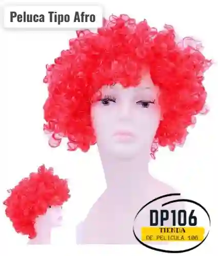 Peluca Afro Rojo Halloween
