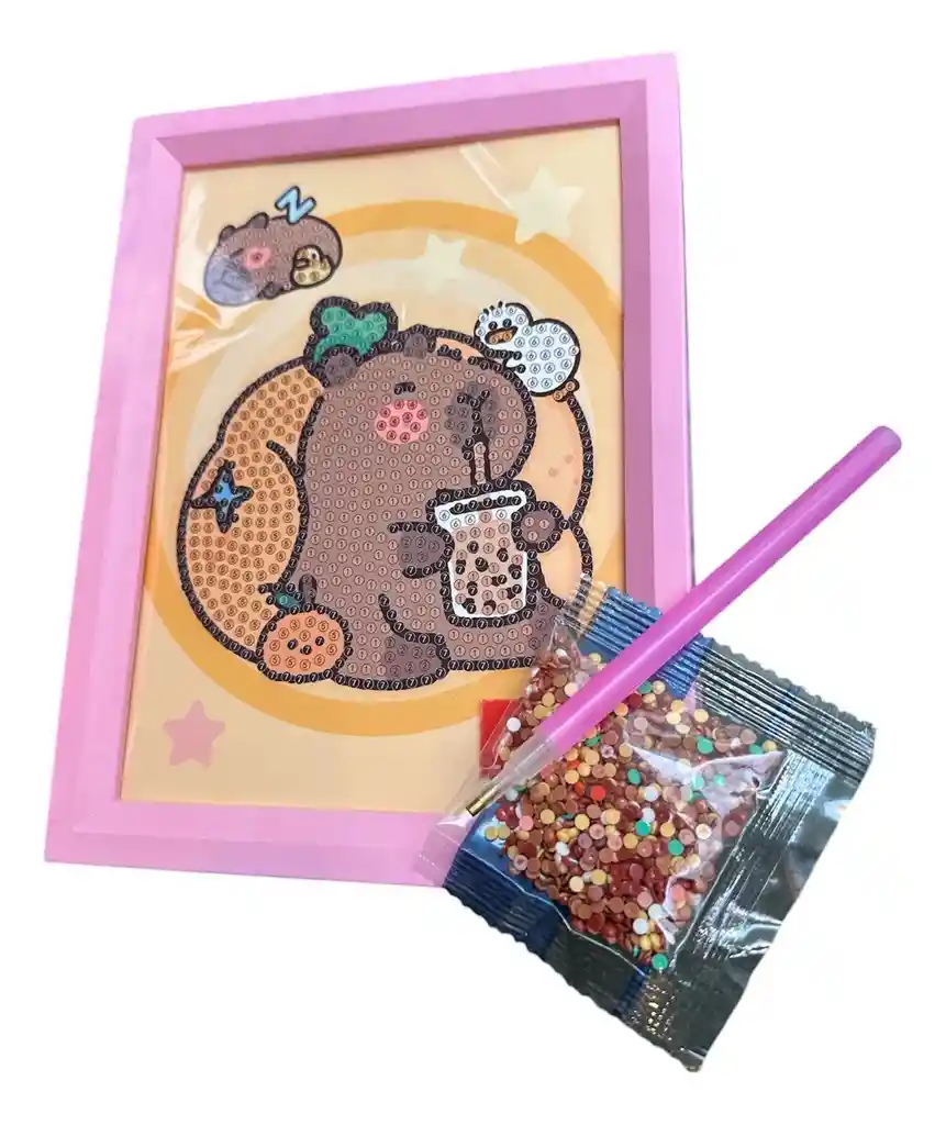 Cuadro De Dibujo Lienzo Arte 5d Con Diamantes Para Niños Capibara
