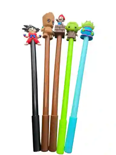 Boligrafo Esfero Punta Fina Con Tapa Diseño De Personajes Animados