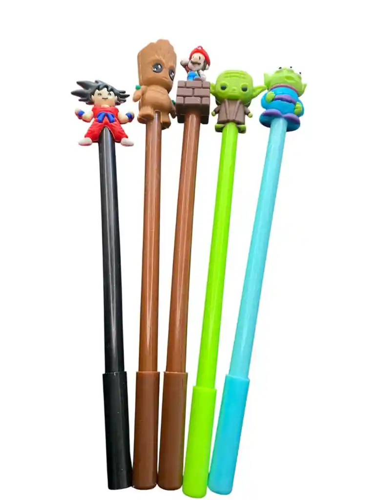 Boligrafo Esfero Punta Fina Con Tapa Diseño De Personajes Animados