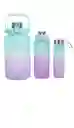 Set Termo Motivador Plástico Libre De Bpa 3 Piezas Deportivo Color Rosal/azul
