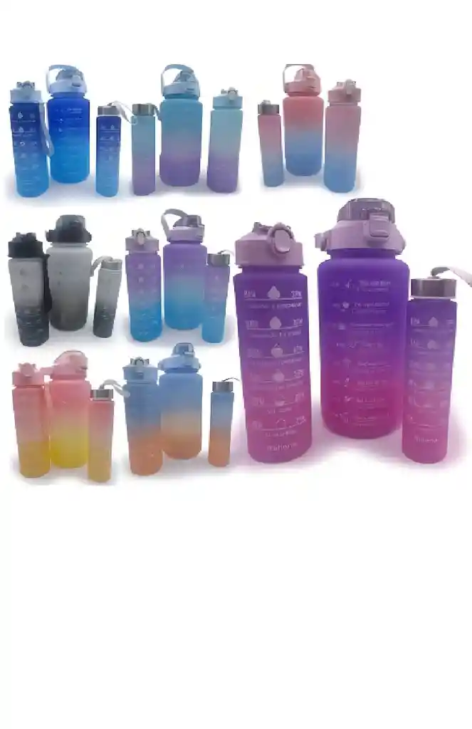 Termo De Agua Combo Motivacionales Set X 3 Unidades Color Multicolor