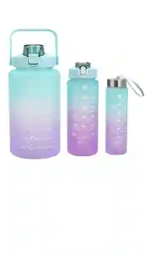 Termo De Agua Combo Motivacionales Set X 3 Unidades Color Multicolor