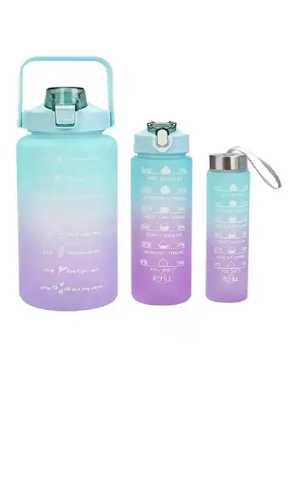 Termo De Agua Combo Motivacionales Set X 3 Unidades Color Multicolor