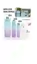 Set Termo Motivador Plástico Libre De Bpa 3 Piezas Deportivo Color Verde/morado