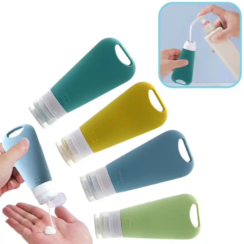 Kit Frascos Rellenables Viajeros Anti-fugas X4