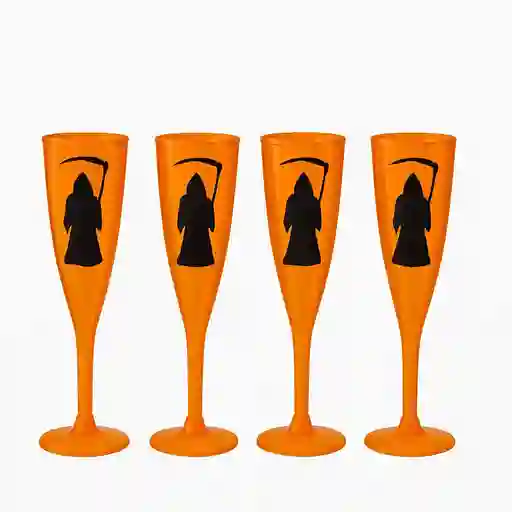 Decoracion Halloween Copas Muerte *4 Und Champaña