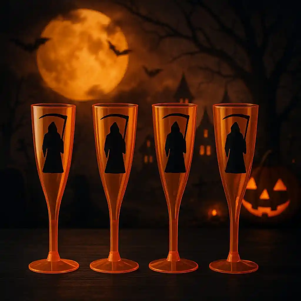 Decoracion Halloween Copas Muerte *4 Und Champaña