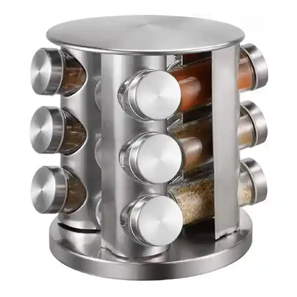 Especiero Cocina Giratorio 12 Condimentos Acero Inoxidable