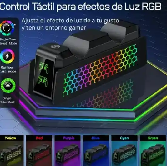 Base Carga Doble Para Control Ps5 Carga Rapida Luz Rgb