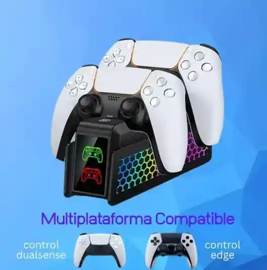 Base Carga Doble Para Control Ps5 Carga Rapida Luz Rgb