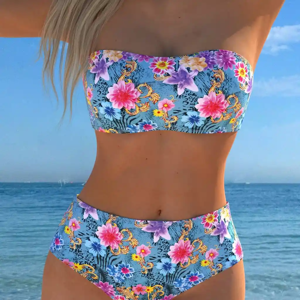 Conjunto De Bikini De Mujer Con Top De Tubo, M