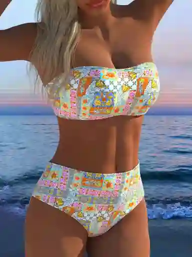 Conjunto De Bikini De Mujer Con Top De Tubo, Talla M