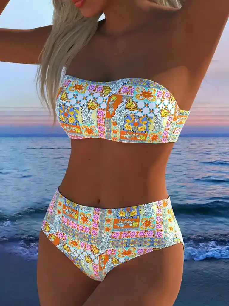 Conjunto De Bikini De Mujer Con Top De Tubo, Talla M