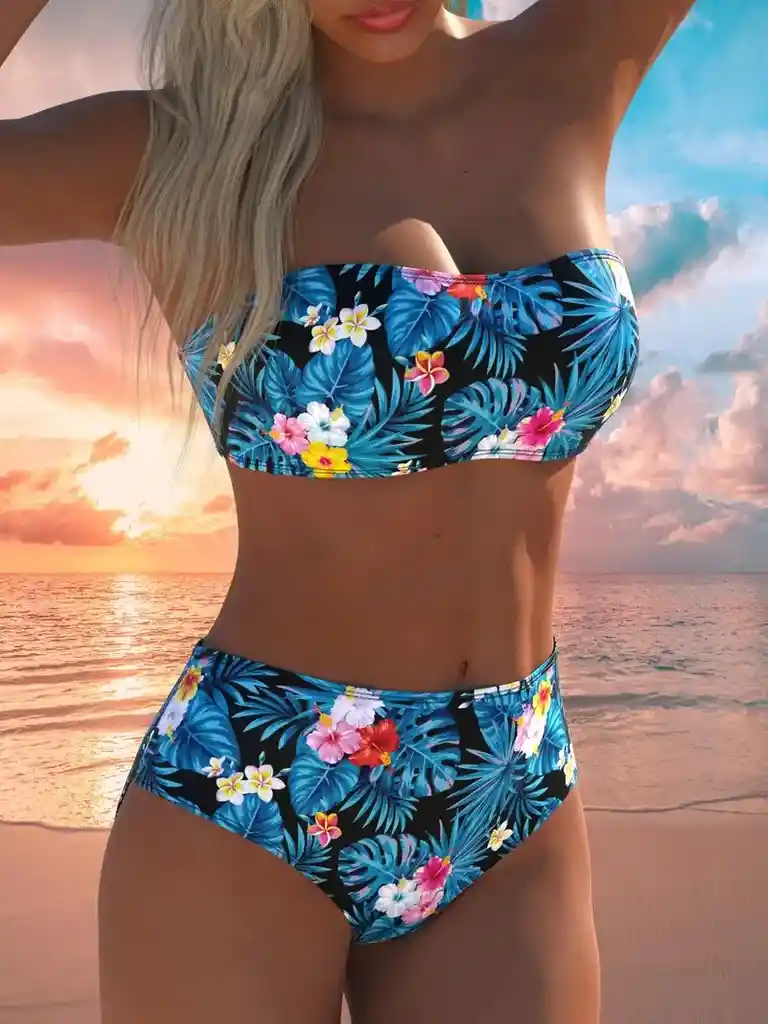Conjunto De Bikini De Mujer Con Top De Tubo, Talla L