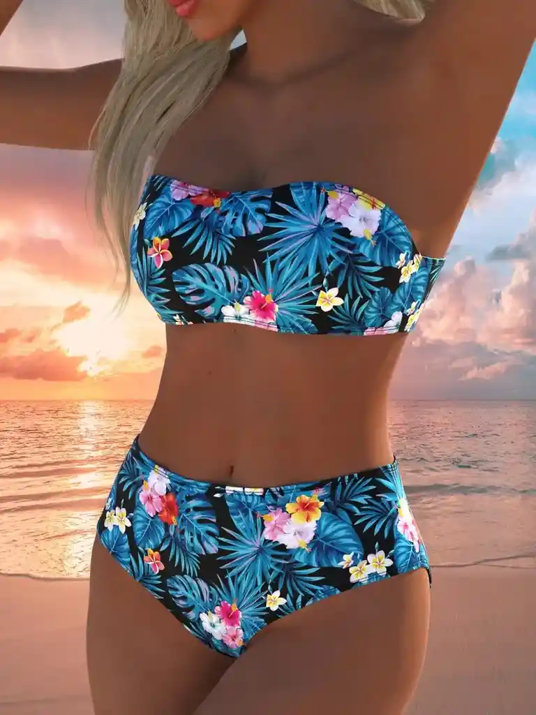 Conjunto De Bikini De Mujer Con Top De Tubo, Talla L