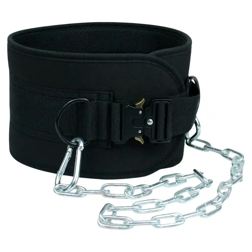 Cinturón Lastre Cadena Dominadas Fondos Pesas Gym Discos Talla Única Negro Cadena Broche Acero