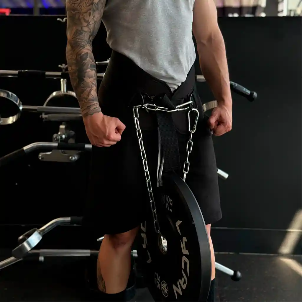 Cinturón Lastre Cadena Dominadas Fondos Pesas Gym Discos Talla Única Negro Cadena Broche Acero