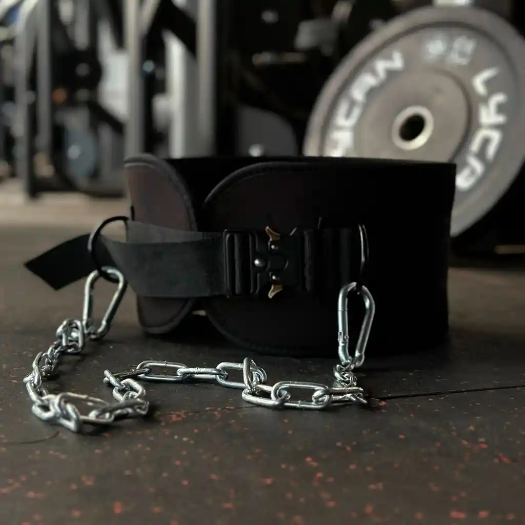 Cinturón Lastre Cadena Dominadas Fondos Pesas Gym Discos Talla Única Negro Cadena Broche Acero