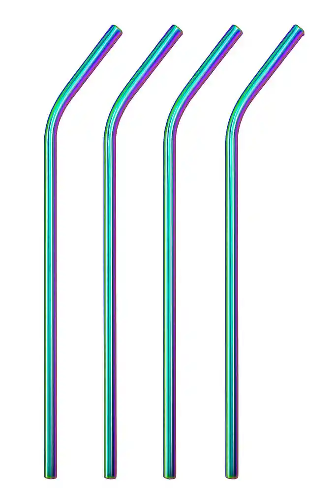 Set 4 Pitillos Reutilizables Ecológicos Acero Inoxidable Tornasol