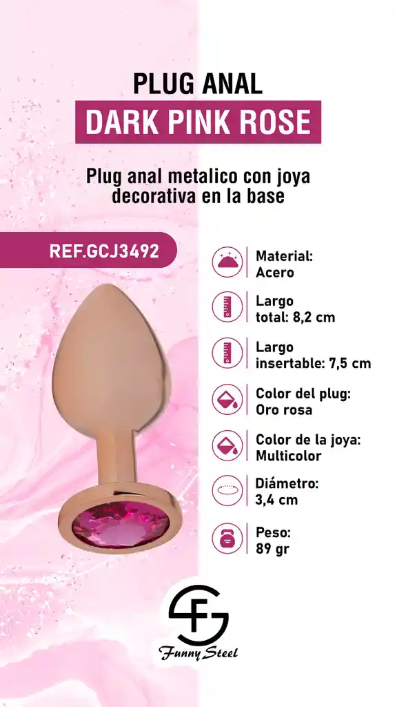 Plug Anal Mediano Dark Pink Rose