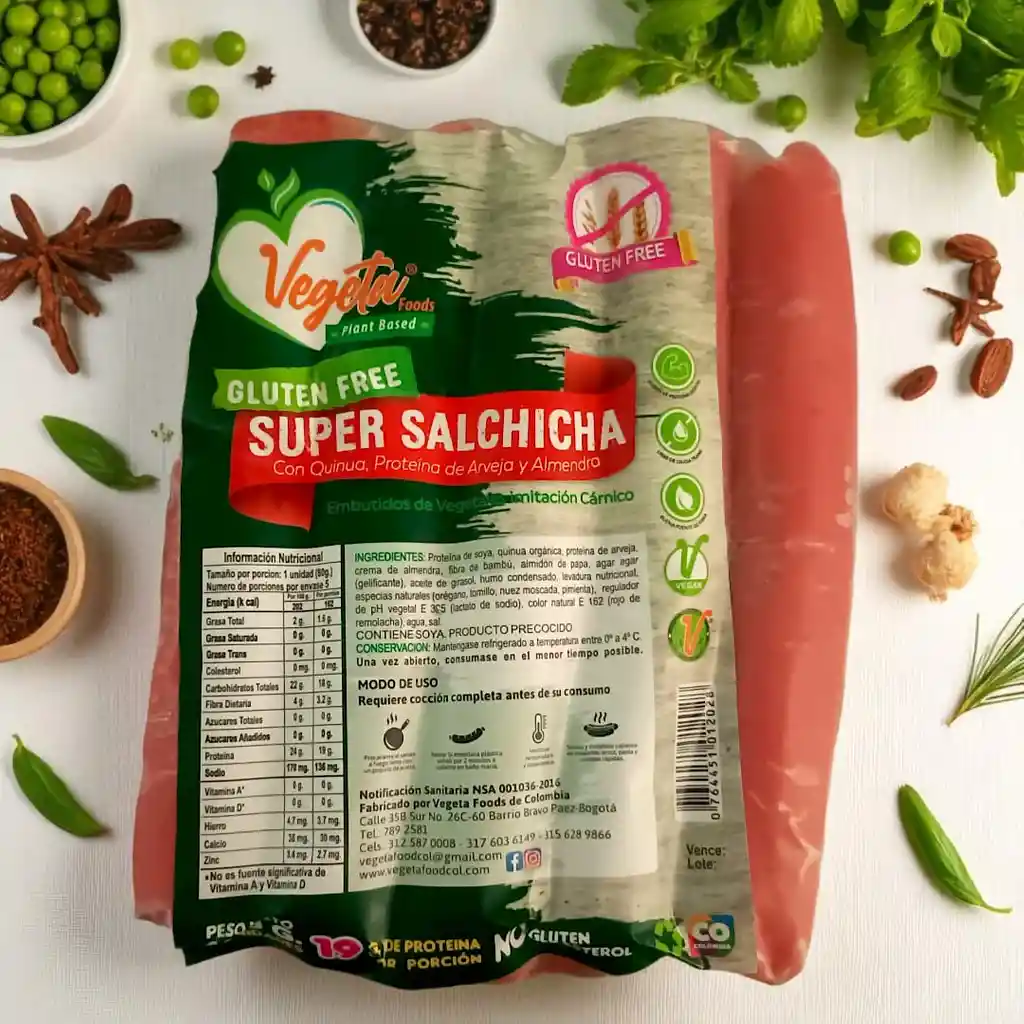 Super Salchicha Sin Gluten - 5 Unidades - Producto Vegano