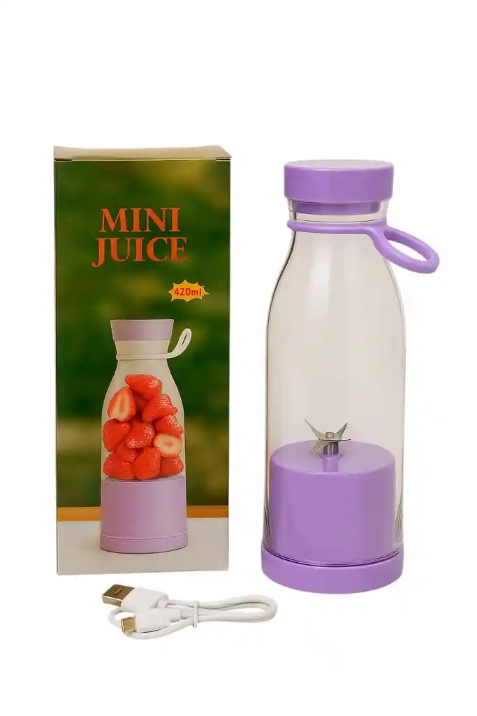 Vaso Licuadora Portátil Recargable 420ml Y 6 Aspas/ Lila
