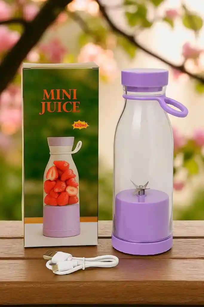 Vaso Licuadora Portátil Recargable 420ml Y 6 Aspas/ Lila