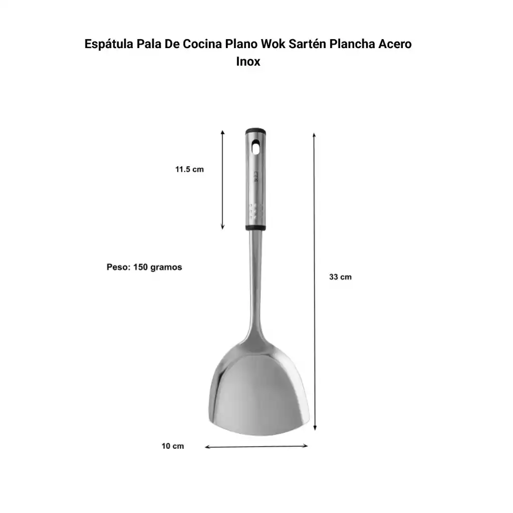 Espátula Pala De Cocina Plano Wok Sartén Plancha Acero Inox