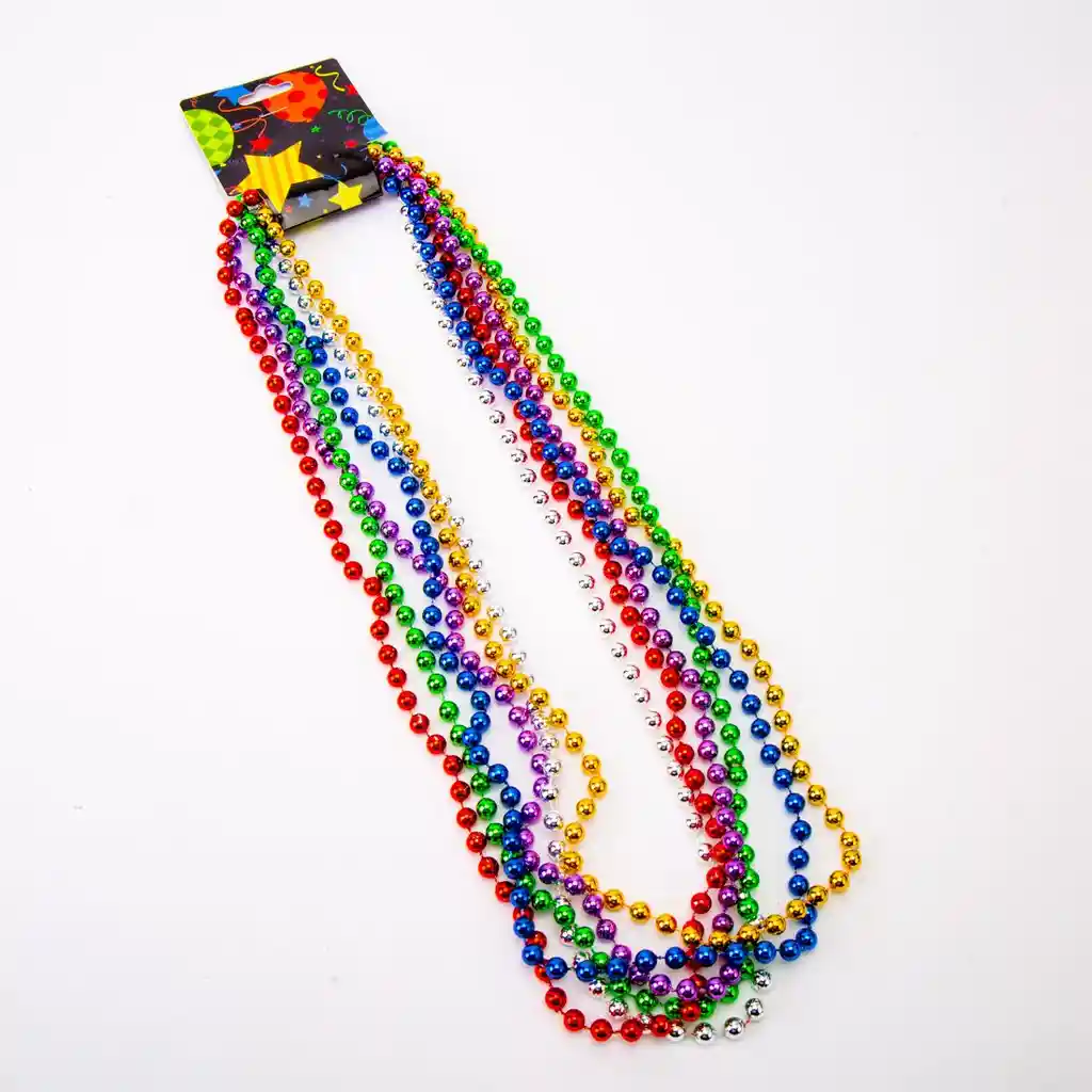 Collares De Bolitas Multicolor Metalizado X6