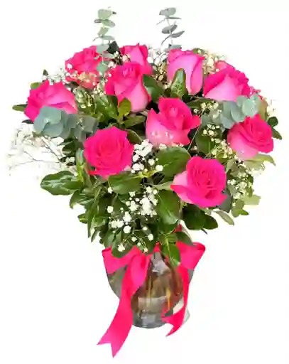 Jarrón Rosas Fucsia