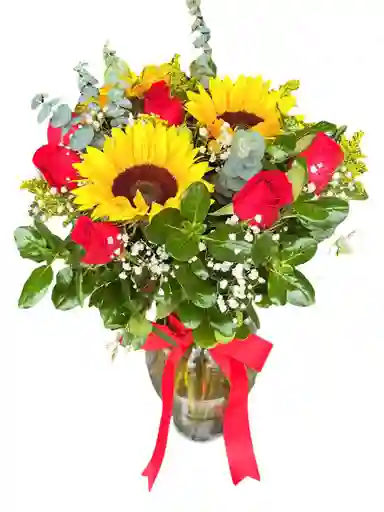 Jarrón Rosas Girasoles
