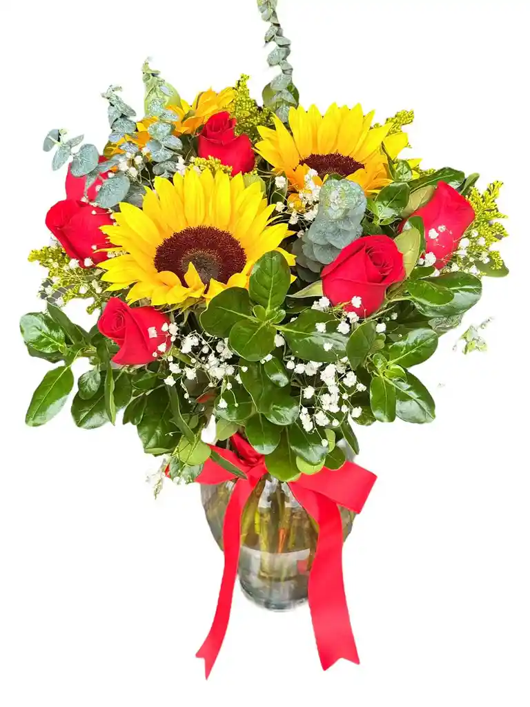 Jarrón Rosas Girasoles