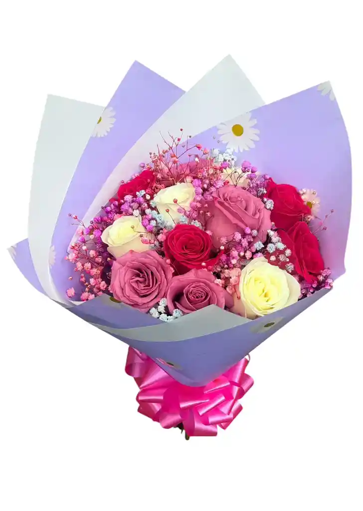 Bouquet Rosas Tonos Pastel