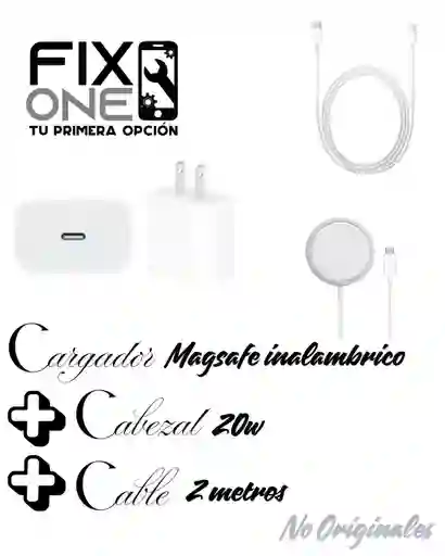 Iphone Cargador Inalambrico + Cabezal 20w + Cable De 2 Metros