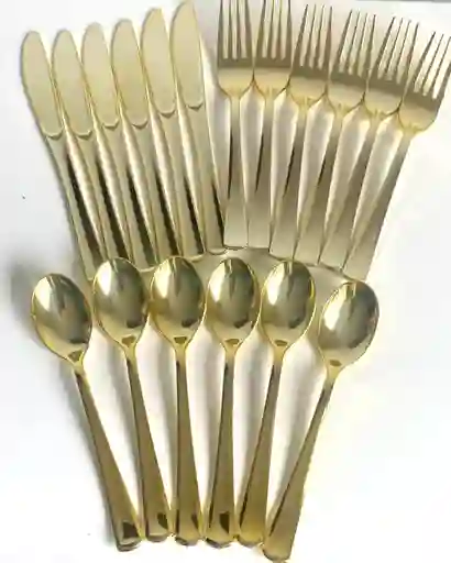 Set Cubiertos Dorados X18 Unds, Cubiertos De Lujo