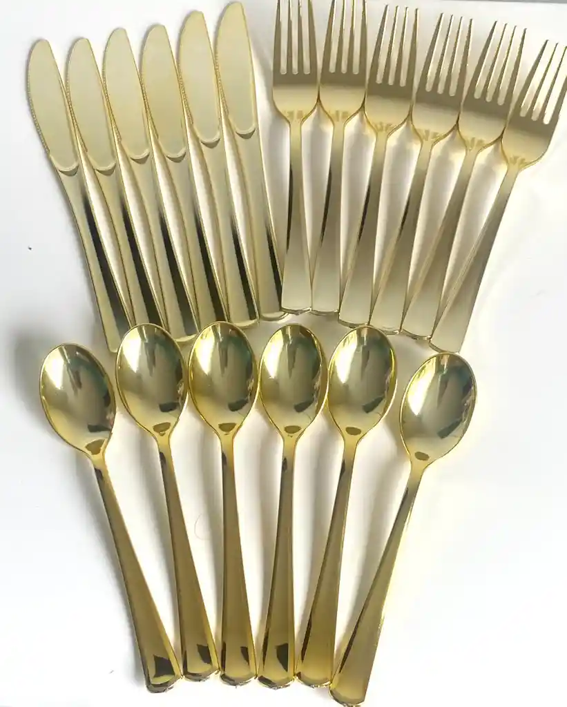 Set Cubiertos Dorados X18 Unds, Cubiertos De Lujo