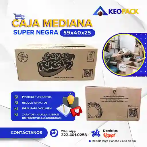 Cajas Carton Mediana Negra 59x40x25 - Cajas Para Mudanzas