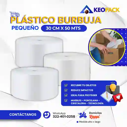 Plástico Burbuja 30 Cm X 50 Mts - Empaques Y Embalajes