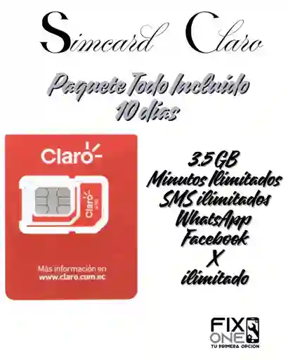 Simcard De Claro Paquete Todo Incluido 10 Días