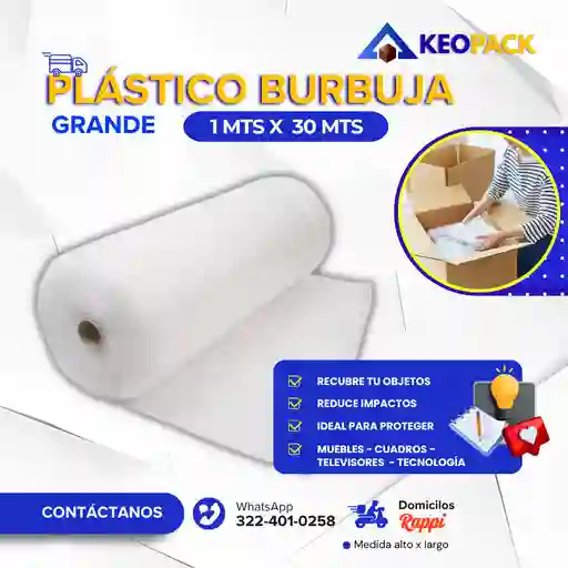 Plástico Burbuja 1 Mts X 30 Mts - Empaques Y Embalajes