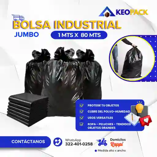 Paquete X 10 Bolsas Industriales 1 Mts X 80 Cm- Empaques Plásticos