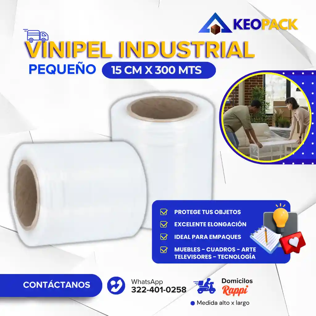 Vinipel - Pelex 15 Cm X 300 Mts Largo - Empaques Plásticos