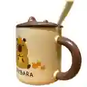 Mug De Capibara Beige Con Tapa