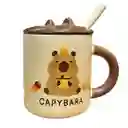 Mug De Capibara Beige Con Tapa